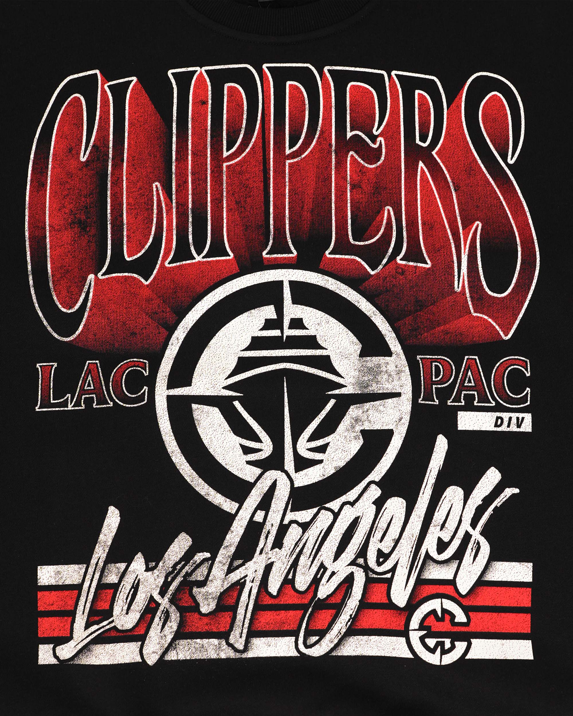 Black Clippers Distressed Graphic Crewneck