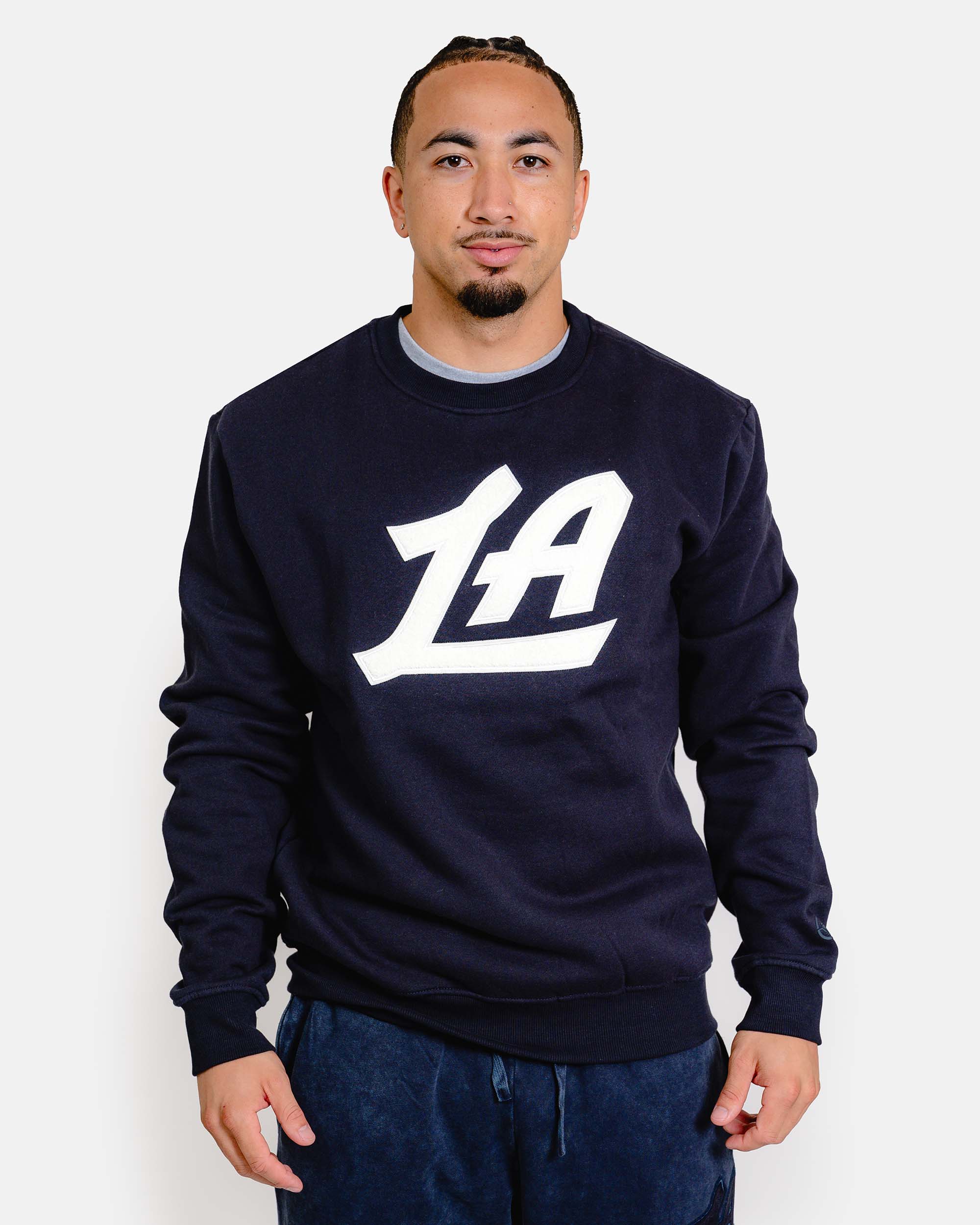 Navy LA Chenille Crewneck Sweatshirt