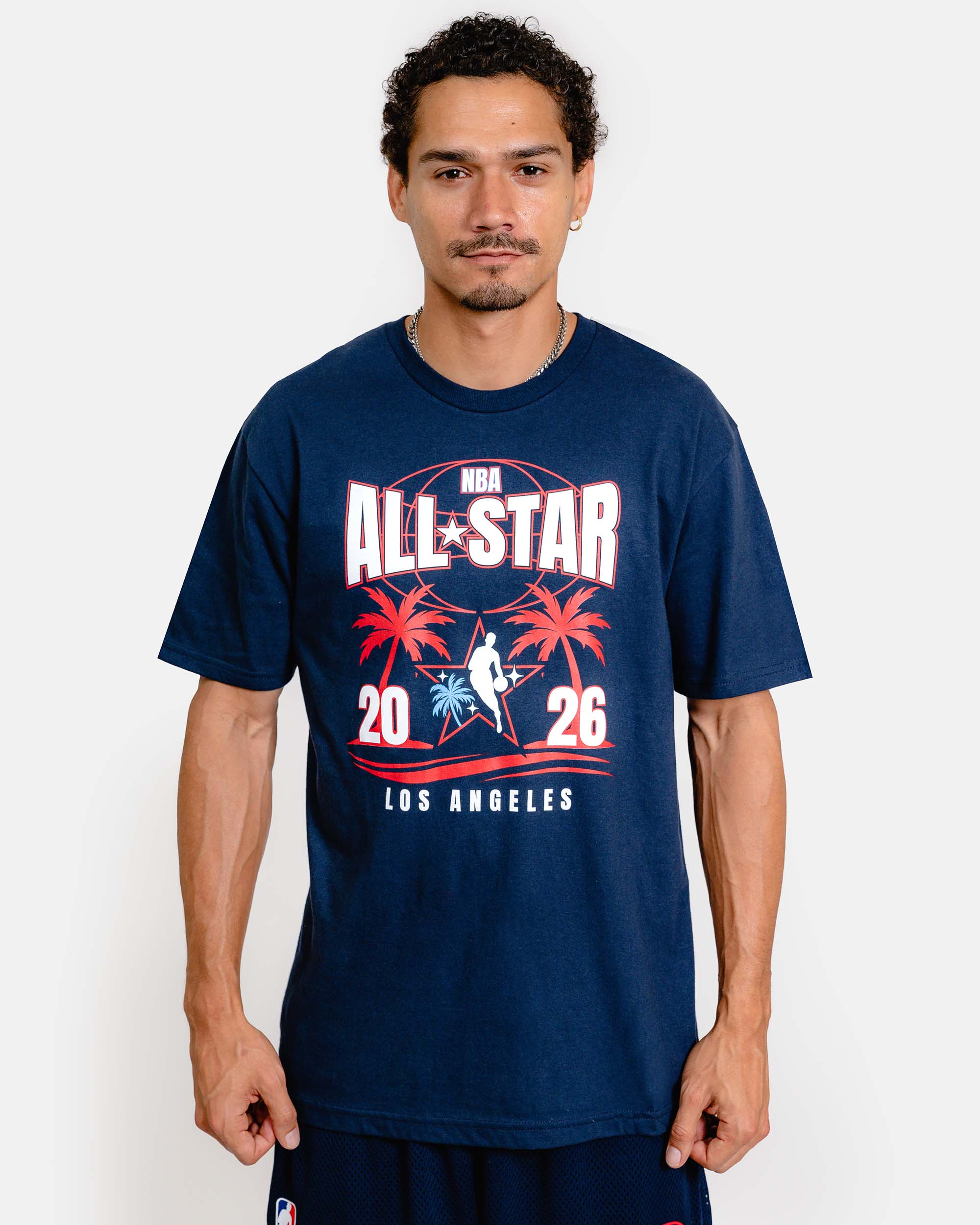 2026 All-Star Navy Palm Tree Graphic T-Shirt