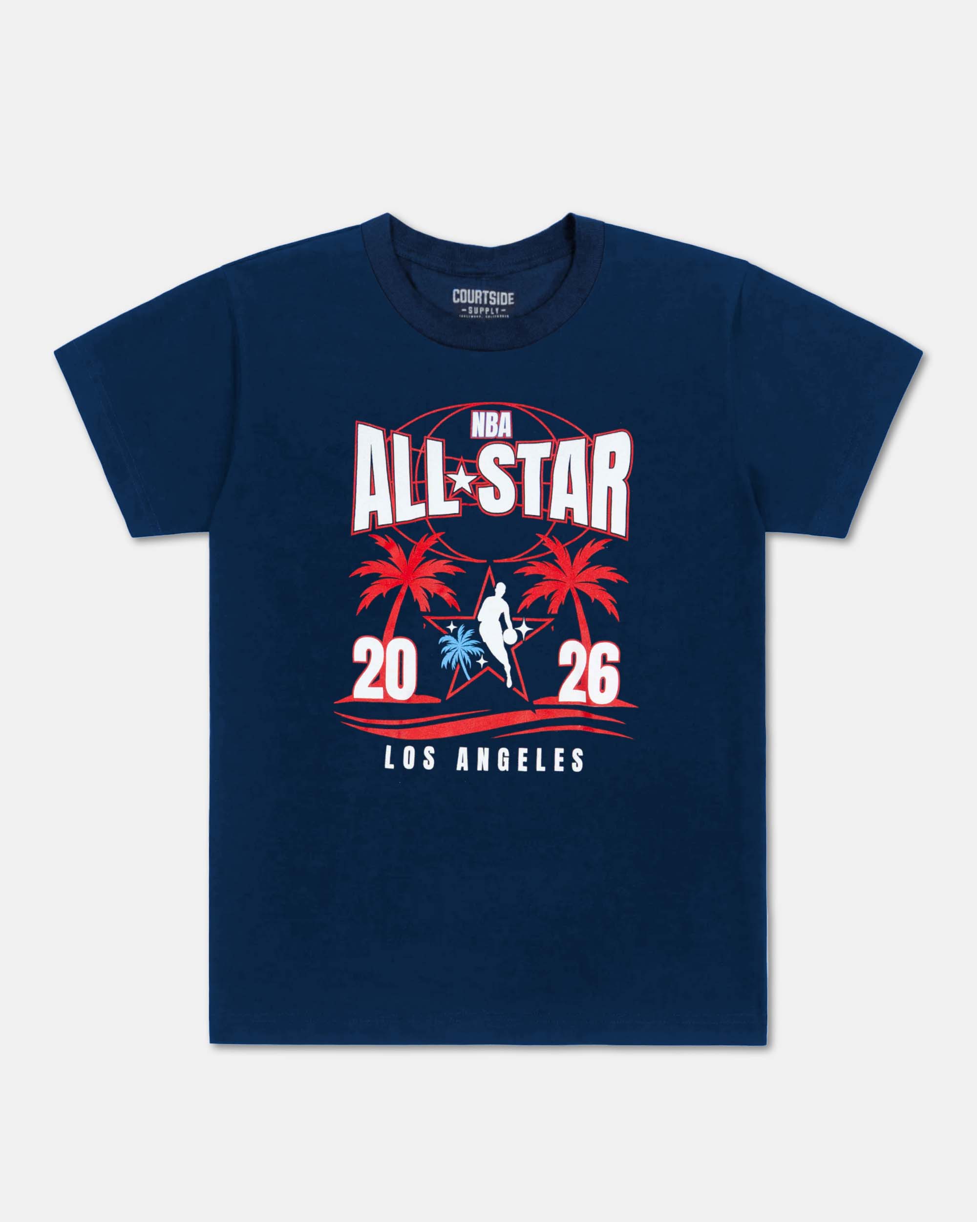 2026 All-Star Navy Palm Tree Graphic T-Shirt