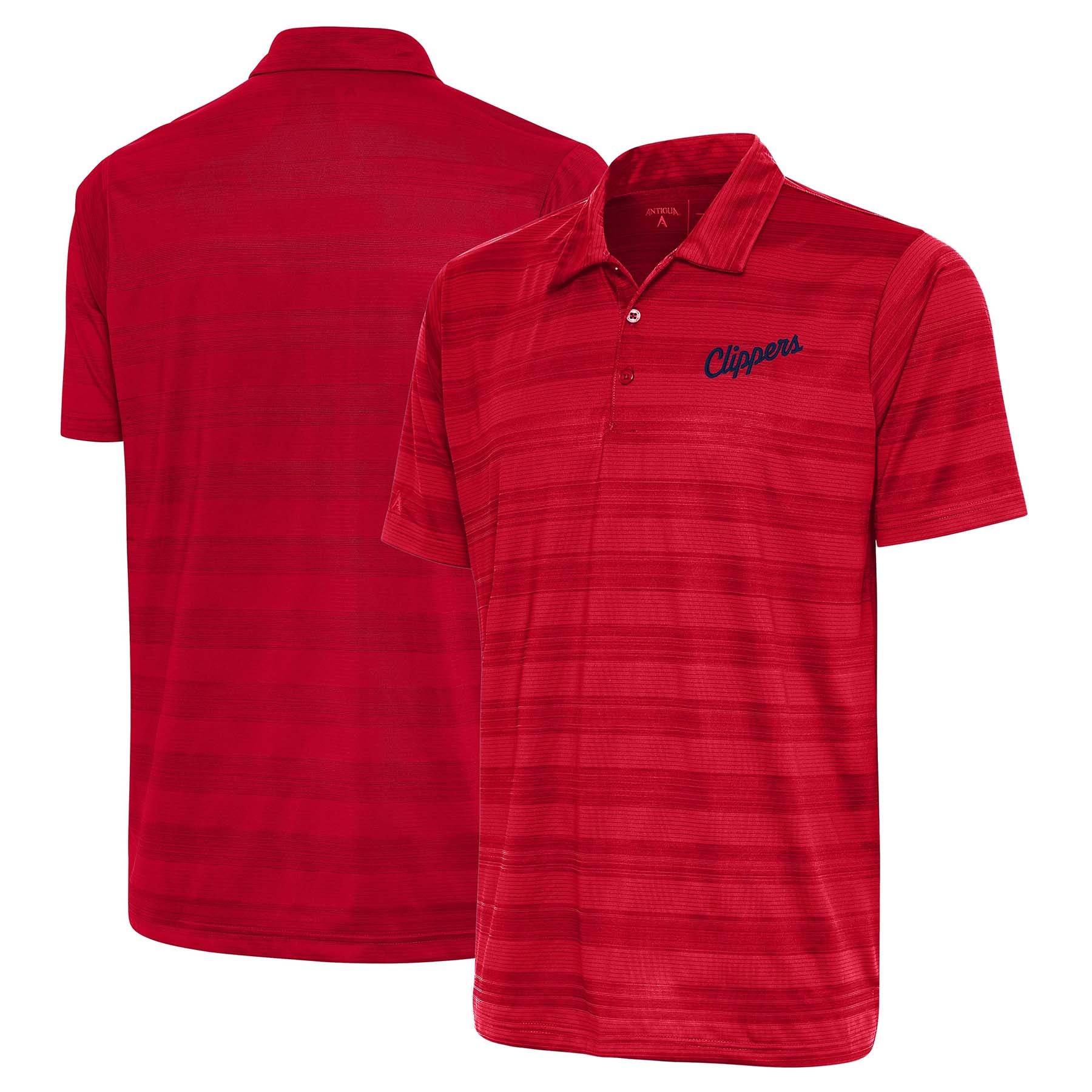 Clippers Red Tonal Stripe Short Sleeve Polo