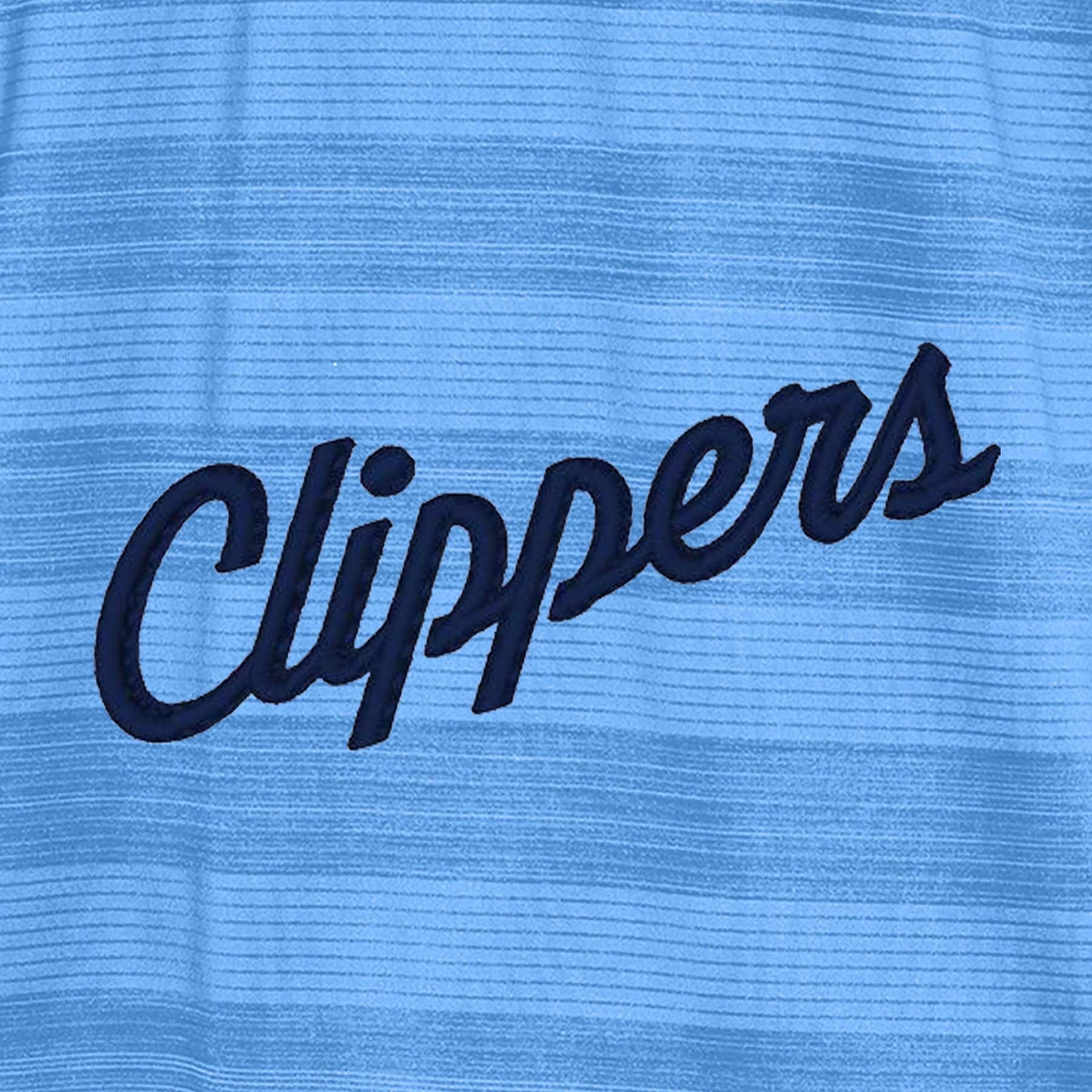 Clippers Pacific Blue Tonal Stripe Short Sleeve Polo