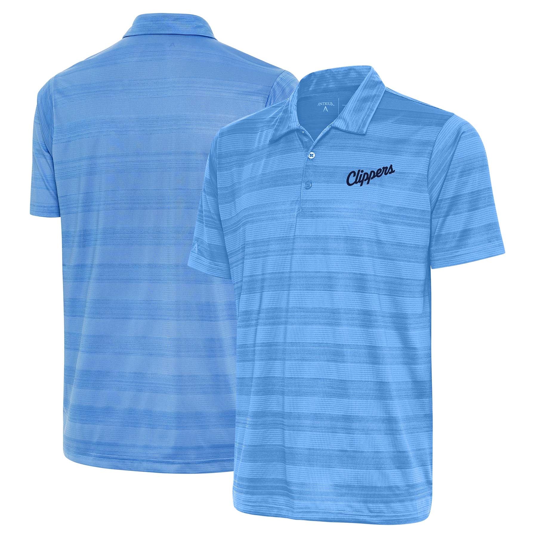 Clippers Pacific Blue Tonal Stripe Short Sleeve Polo