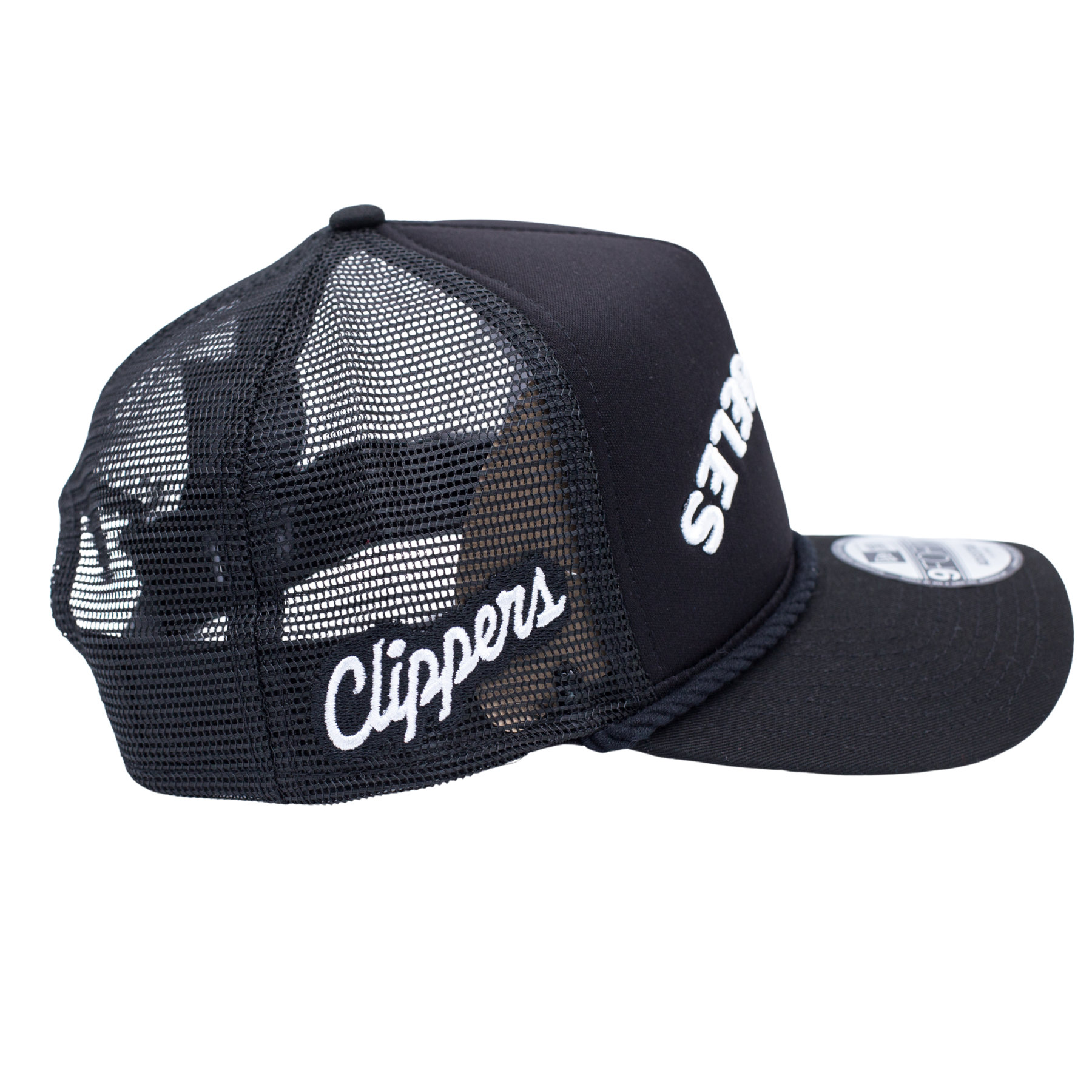 Black Los Angeles Rope Mesh Trucker Hat