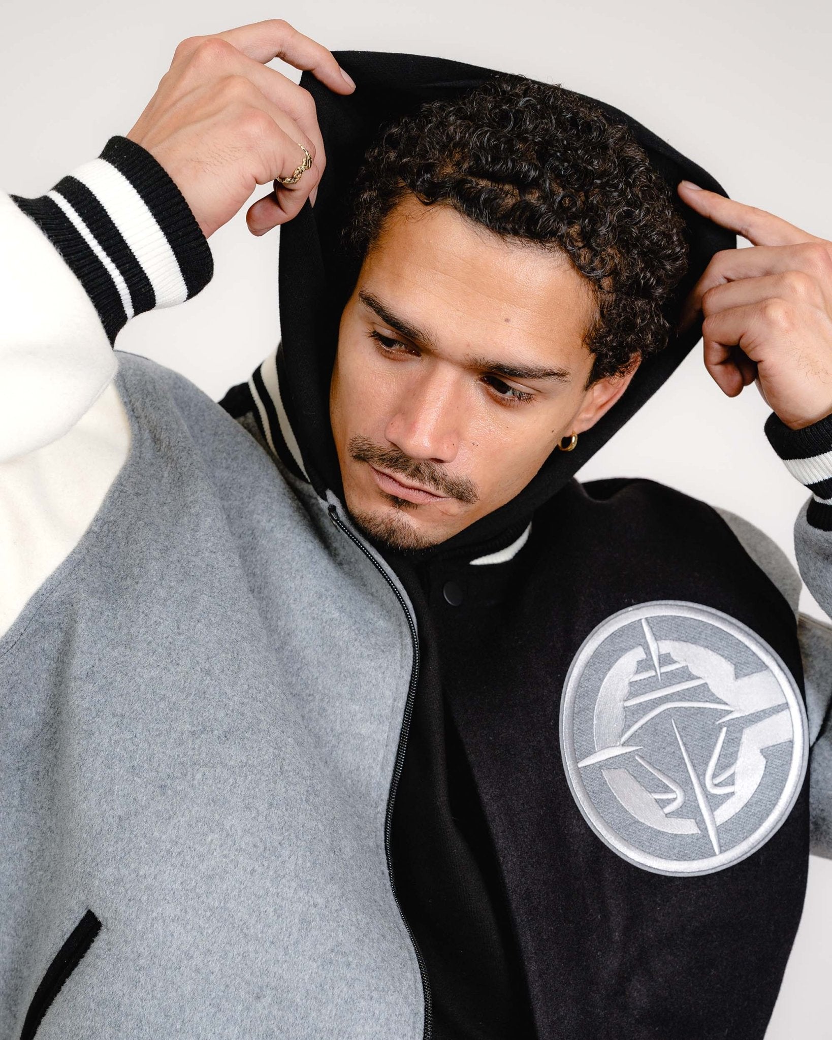Color Panel LA Clippers Wool Varsity Jacket - Apparel - Black/Gray/White - 20 - 000140 - S