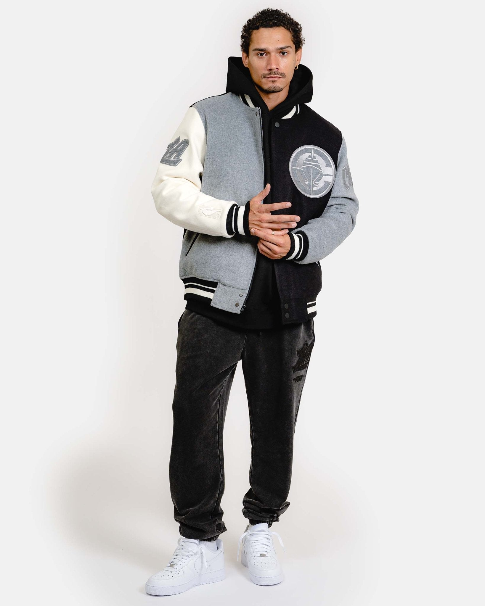 Color Panel LA Clippers Wool Varsity Jacket - Apparel - Black/Gray/White - 20 - 000140 - S
