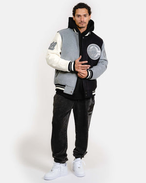 Color Panel LA Clippers Wool Varsity Jacket - Apparel - Black/Gray/White - 20 - 000140 - S