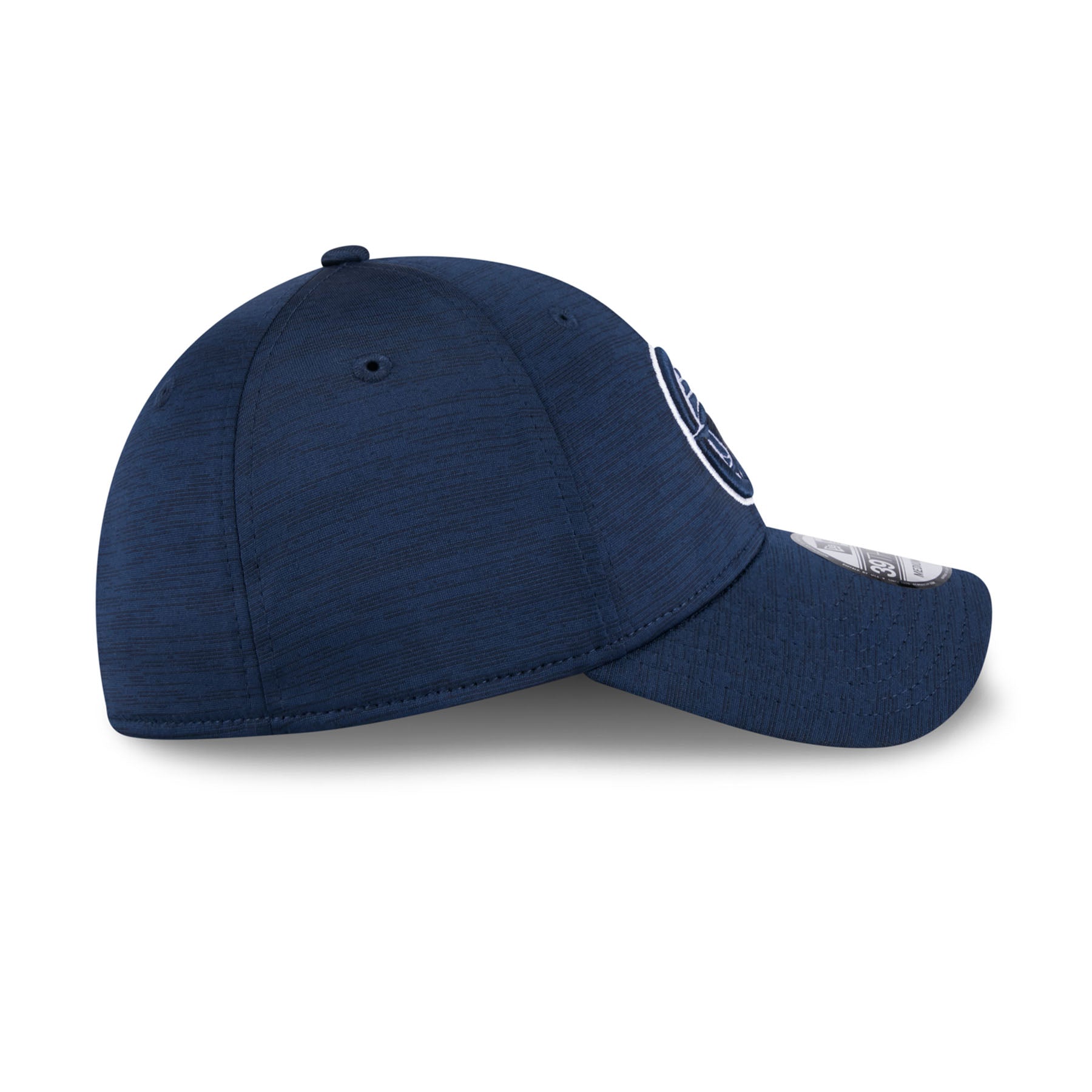 Navy Primary Logo 3930 Tech Flex Hat side view