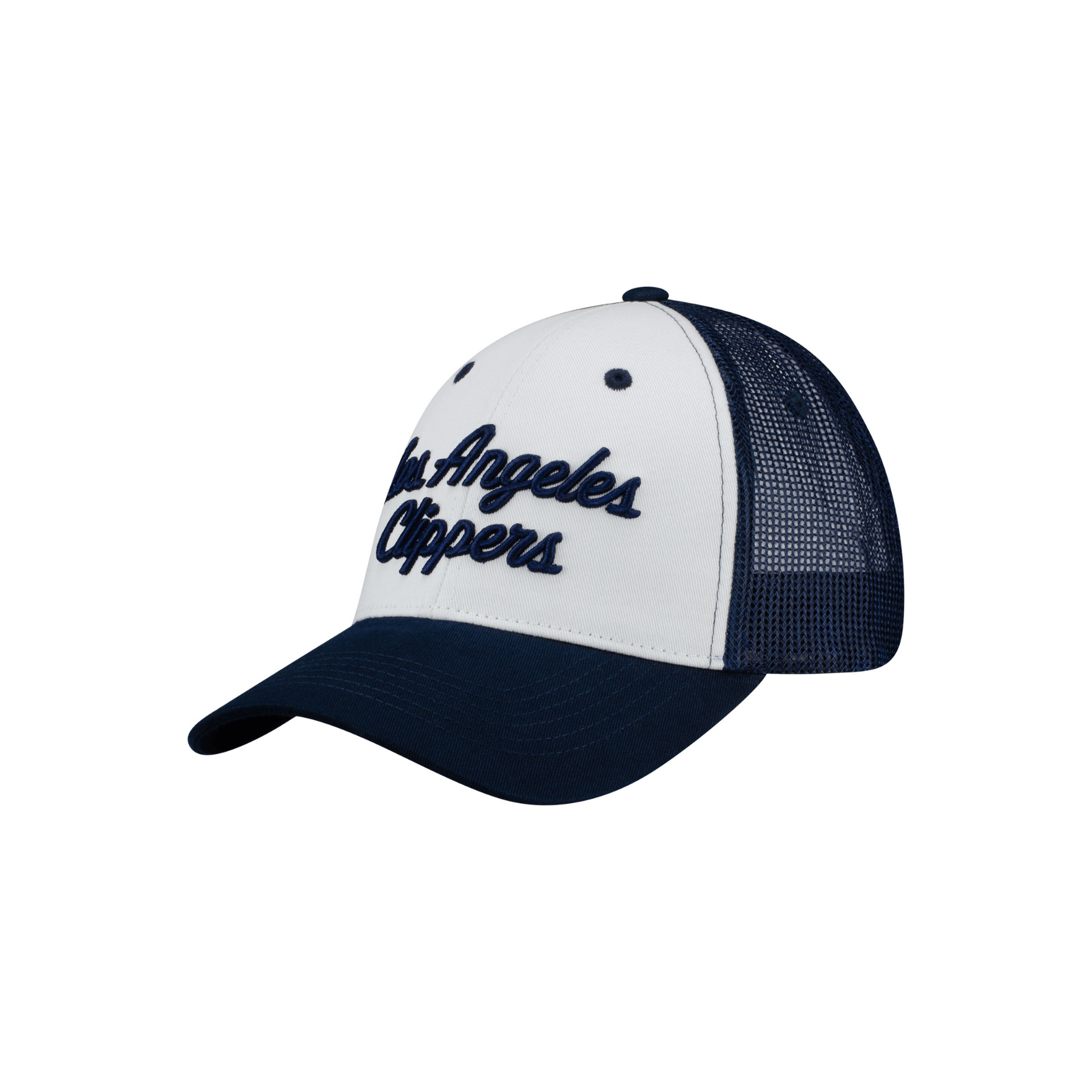 Two - Tone Script Snapback Trucker Hat - Headwear - White/Navy - 60 - 000048