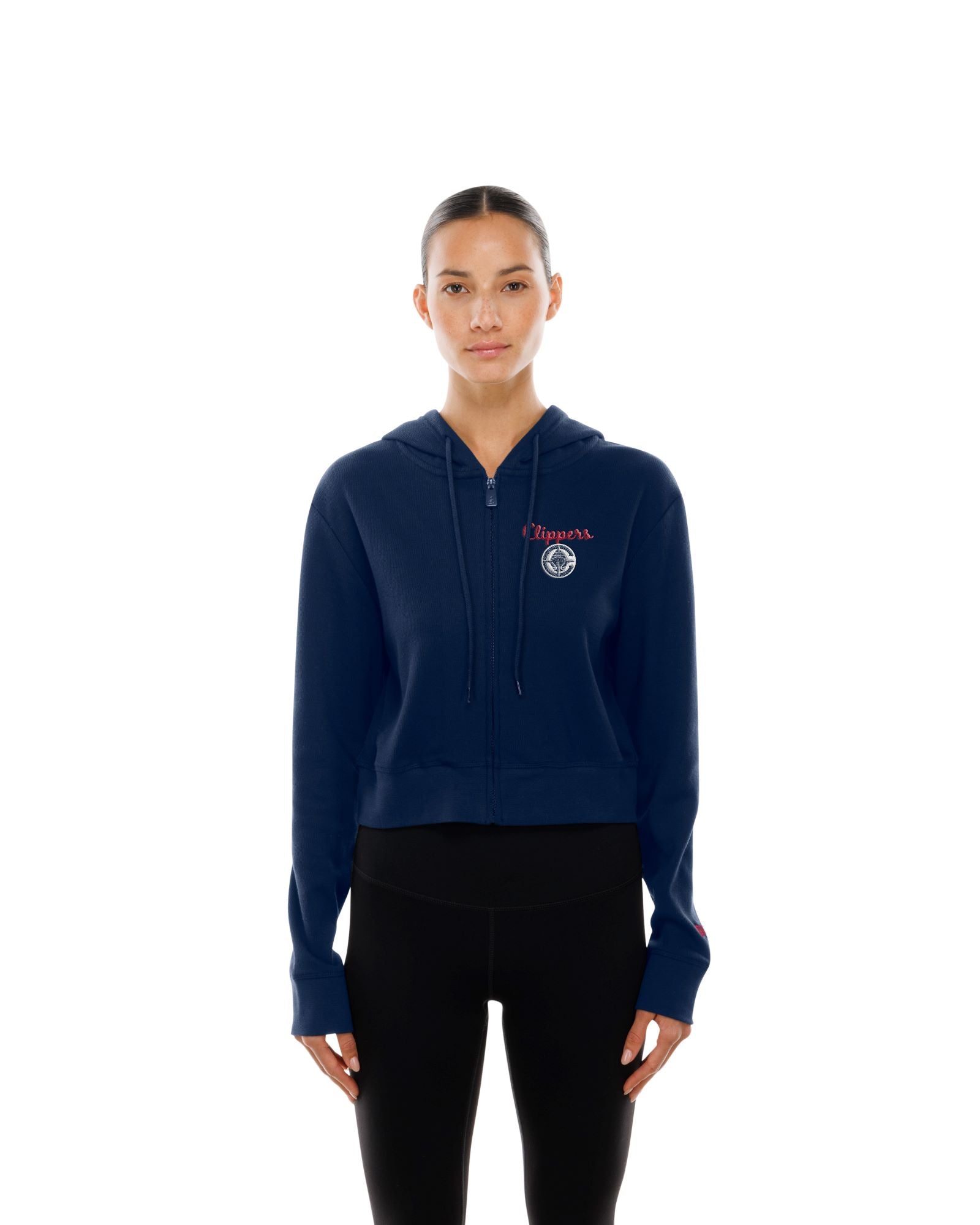 Womens Navy Cropped Full Zip Hoodie - Apparel - Navy - 30 - 000085 - XS
