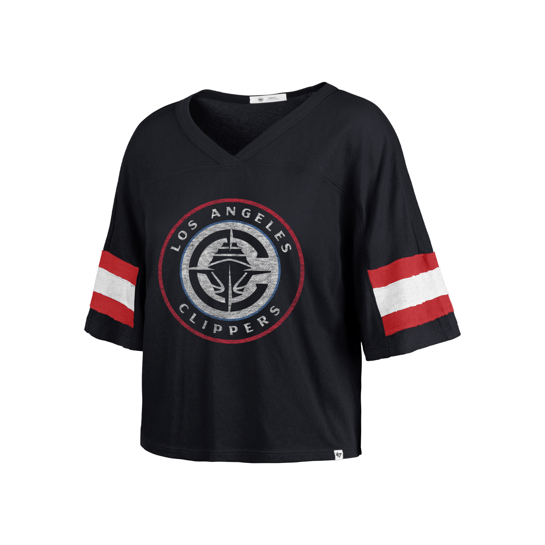 Women’s Navy Cropped Global Logo Scout T-Shirt - LA CLIPPERS TEAM STORE47 Brand30 - 000006 - S